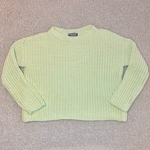 Esisto Pure Knits Chunky Knit Sweater Pale Green‎ Crew Neck Oversize Medium